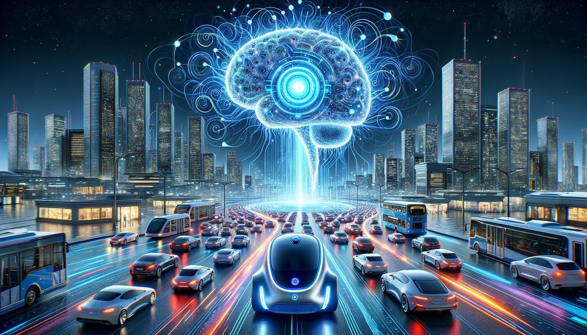 Illustration depicting Artificial General Intelligence revolutionizing autonomous vehicles