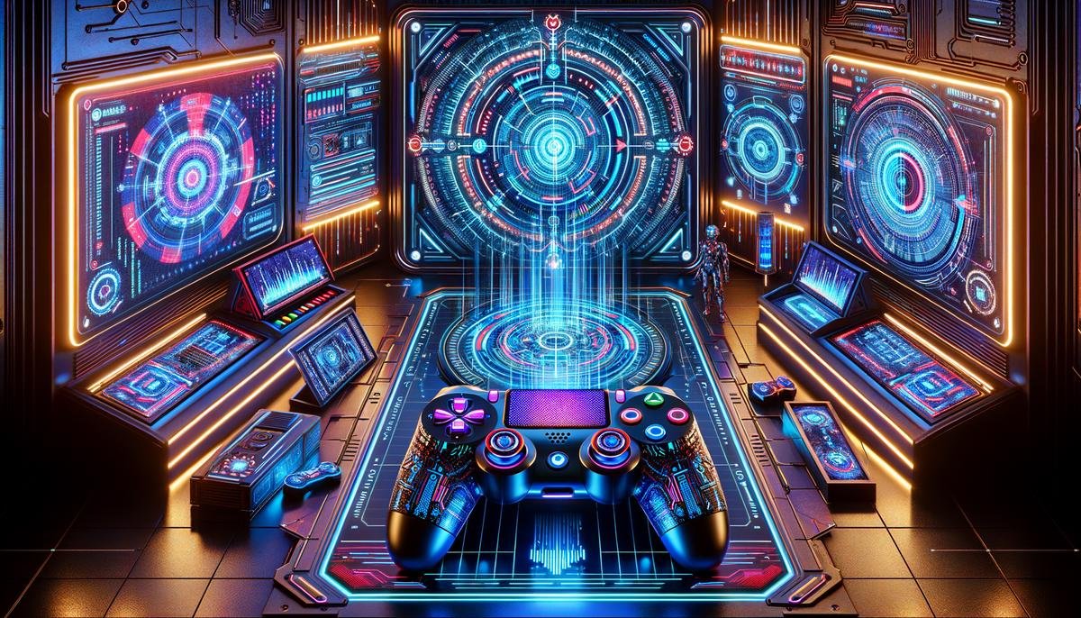 Image depicting AI technology being integrated into gaming with vibrant colors and futuristic designs