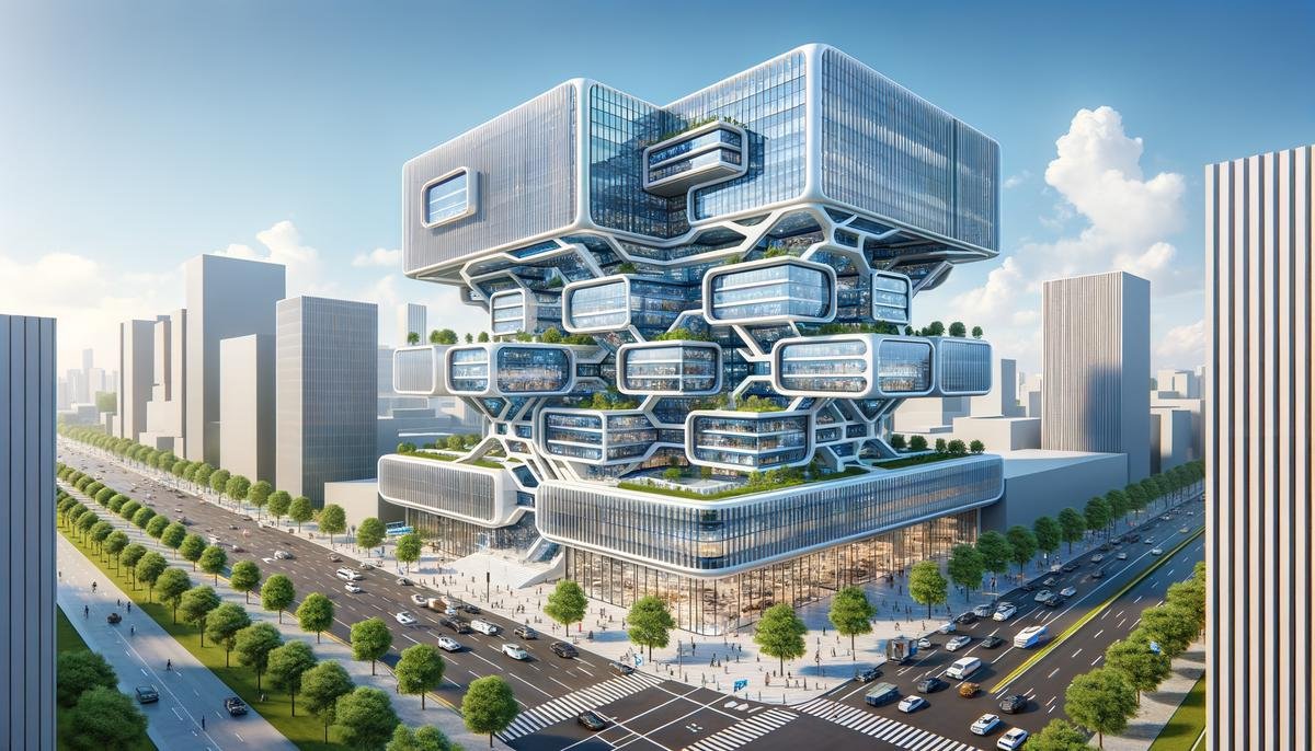 Image of the AI Now Institute building with a futuristic design and glass facade