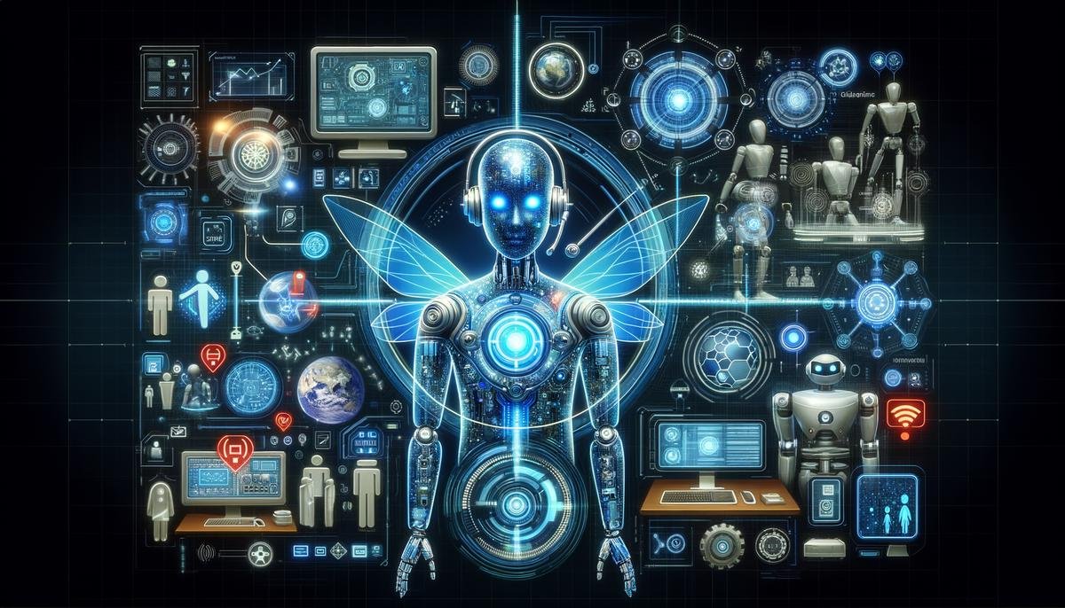 Artificial intelligence concept showing futuristic technology in customer service support.