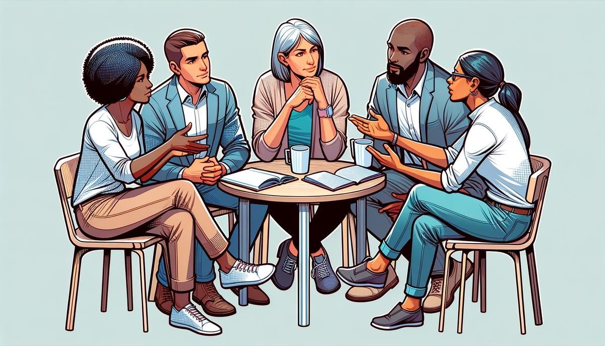 Image depicting a diverse group of people engaged in a discussion about AI governance, highlighting the importance of public involvement for inclusive progress