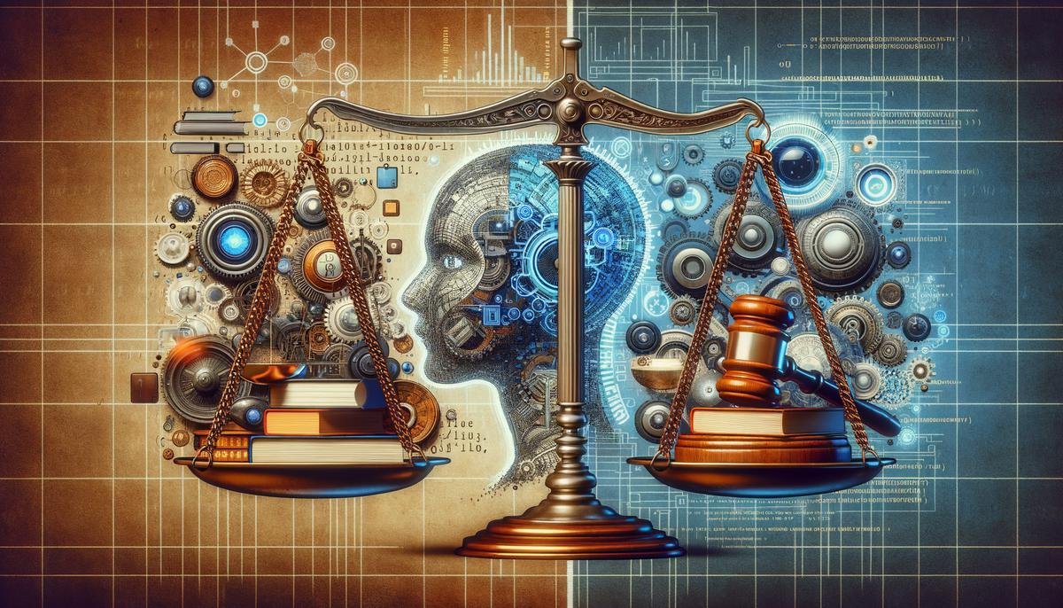 A conceptual image representing the balance between regulating artificial intelligence in finance while allowing innovation.