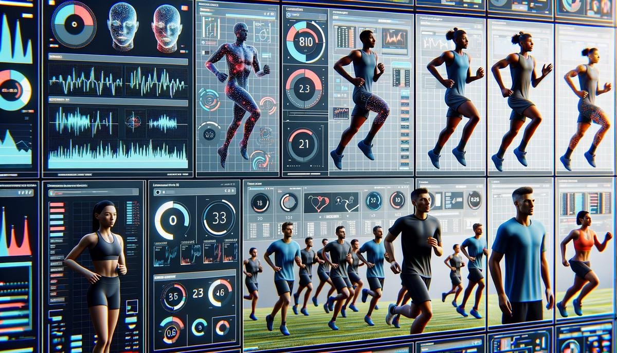 AI system analyzing real-time data from multiple athletes during training