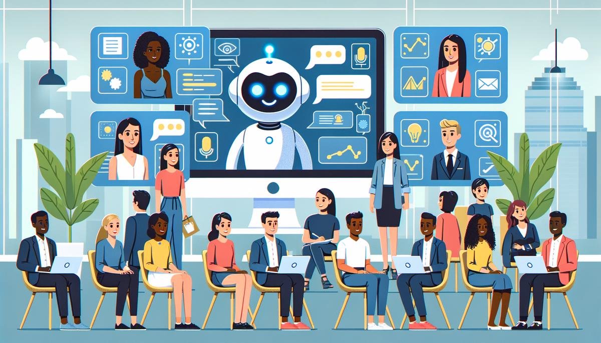 AI chatbot assisting multiple attendees simultaneously while human staff focus on complex tasks