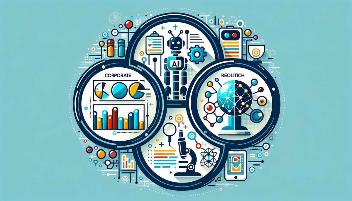 Infographic showing AI's impact on decision-making in corporate, research, and political sectors