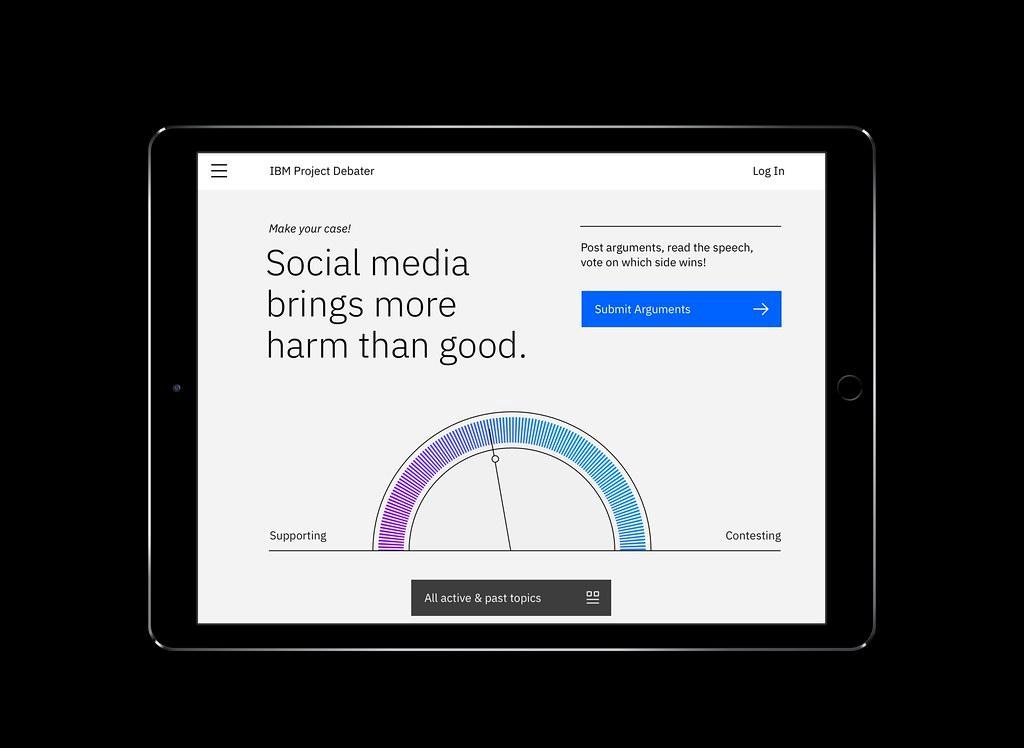 Split screen comparison of AI and human debater strengths and limitations