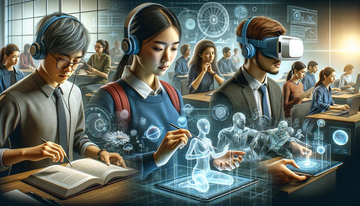 Students enjoying immersive AI-powered virtual reality learning experiences