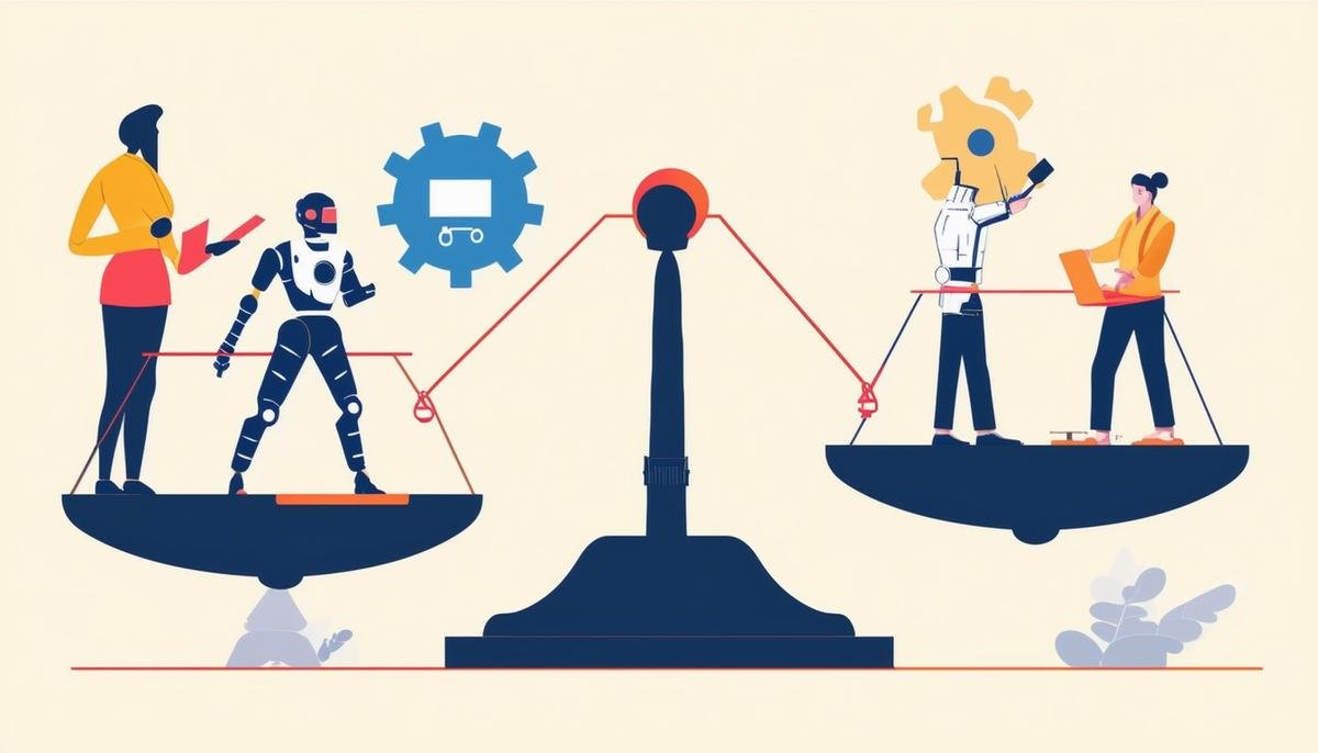 A visual representation of AI's impact on different job sectors, showing both job losses and new opportunities