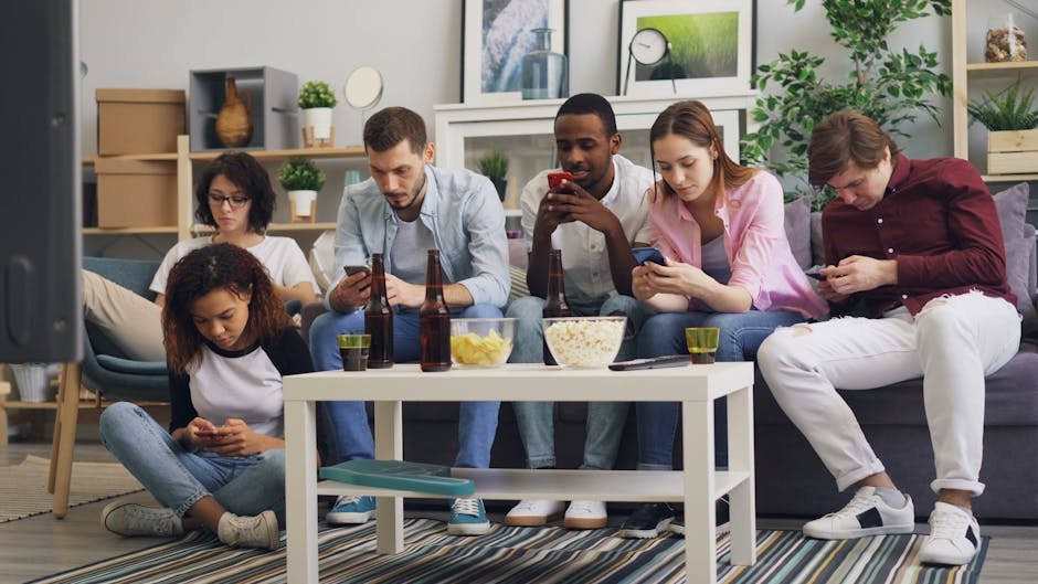 A diverse group of people using smartphones, each displaying different podcast recommendations tailored to their individual interests