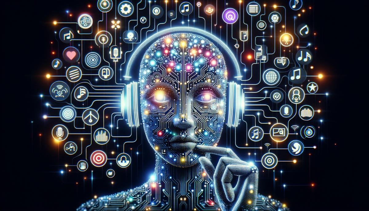 An AI system analyzing listener behavior and creating personalized podcast playlists