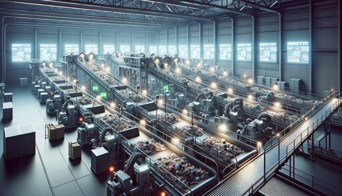 An advanced waste management facility with AI-powered sorting systems