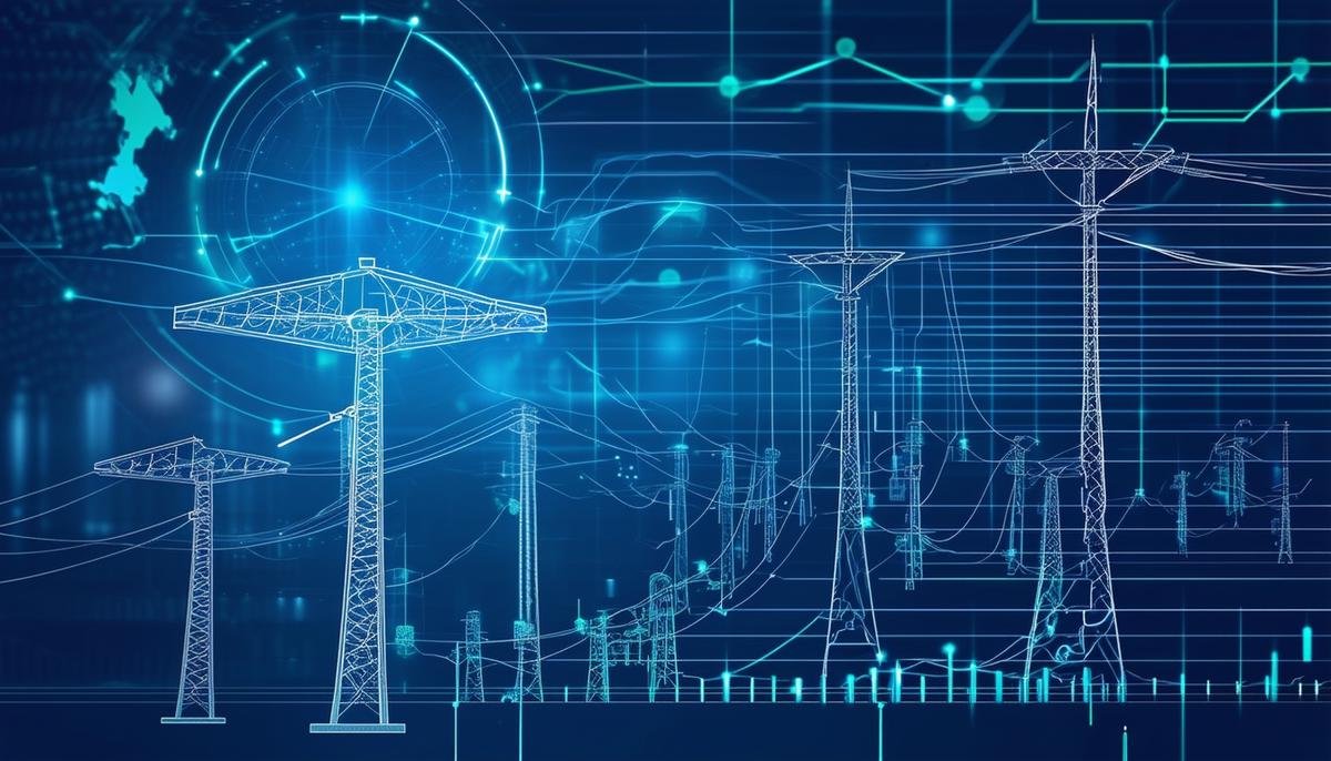 An image illustrating how AI uses predictive analytics to anticipate energy demand, reduce waste, and optimize consumption in smart grids