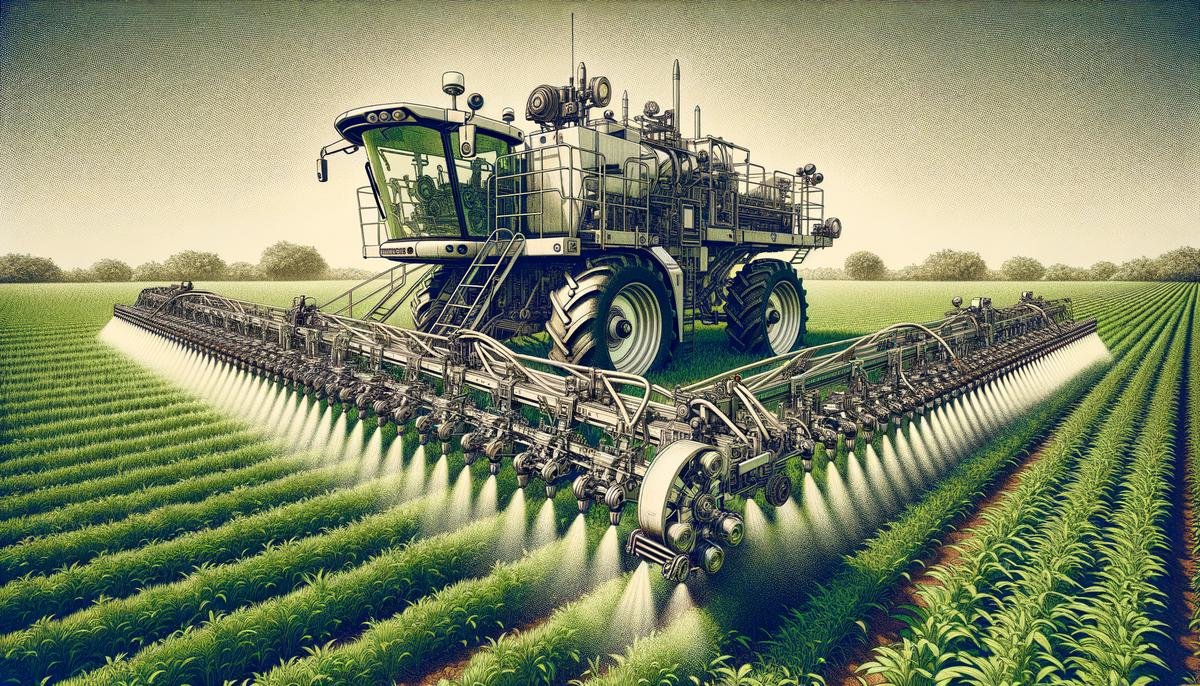 Blue River Technology's see and spray machine precisely targeting weeds in a crop field