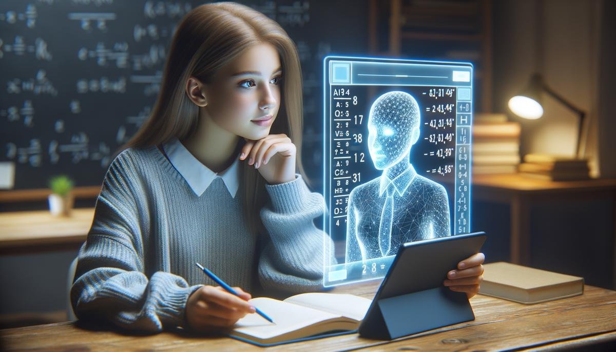 A student engaging with Carnegie Learning's AI tutoring system on a tablet