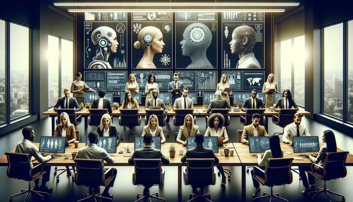 Employees participating in an AI-driven corporate training session
