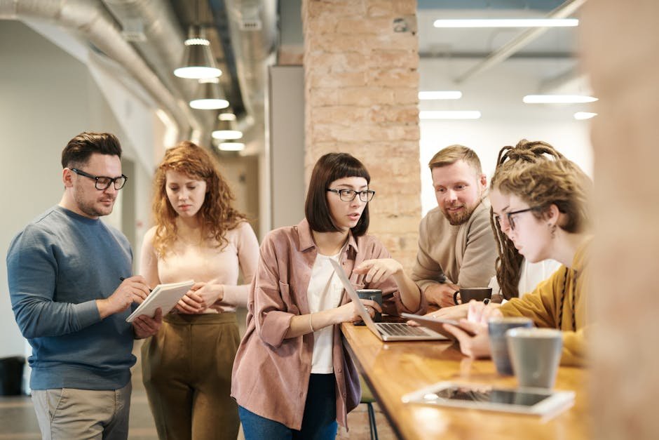 A diverse team of AI developers collaborating on responsible AI practices