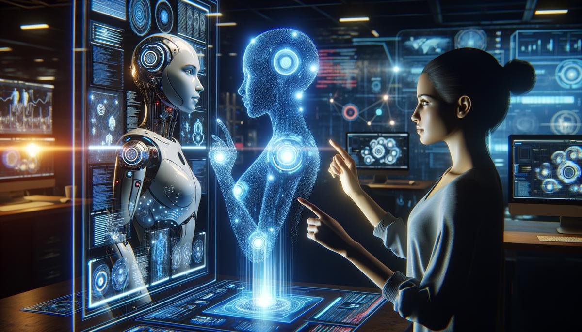 A futuristic image symbolizing the collaboration between artificial intelligence and human creativity in product development.