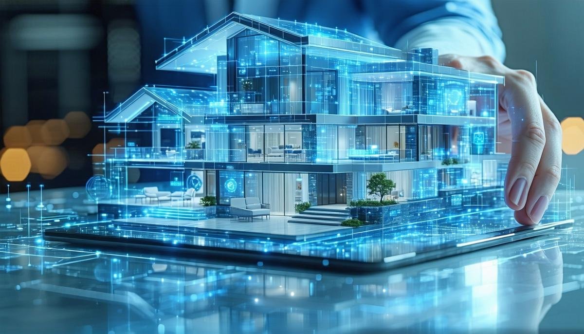 Futuristic real estate interaction combining AI and human elements