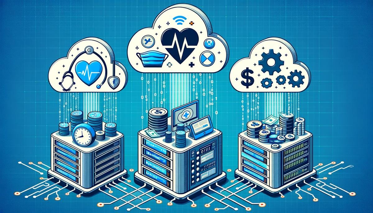 A visual representation of industry-specific cloud solutions for healthcare, finance, and manufacturing