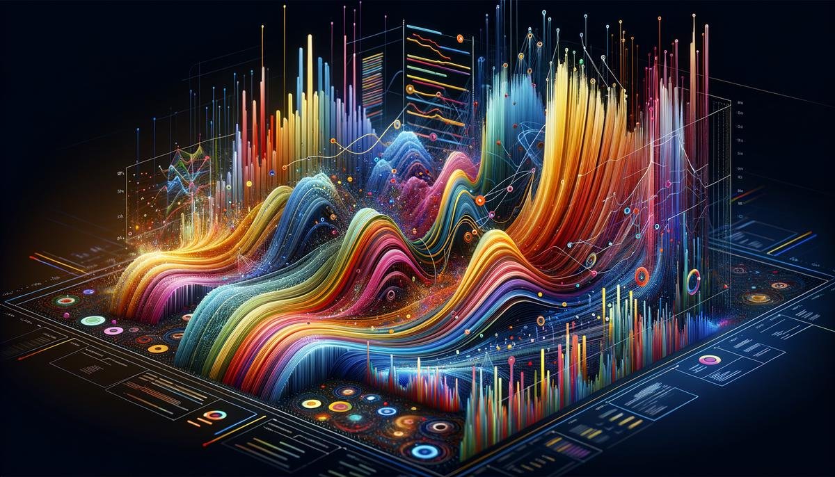 An image of colorful data patterns representing machine learning revolutionizing customer interactions