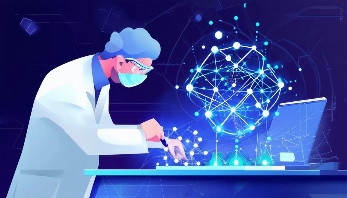 An illustration depicting the challenges faced in integrating quantum computing with classical systems. The image shows a researcher working on a hybrid quantum-classical algorithm, symbolizing the efforts to bridge the compatibility gap and enhance computational performance.