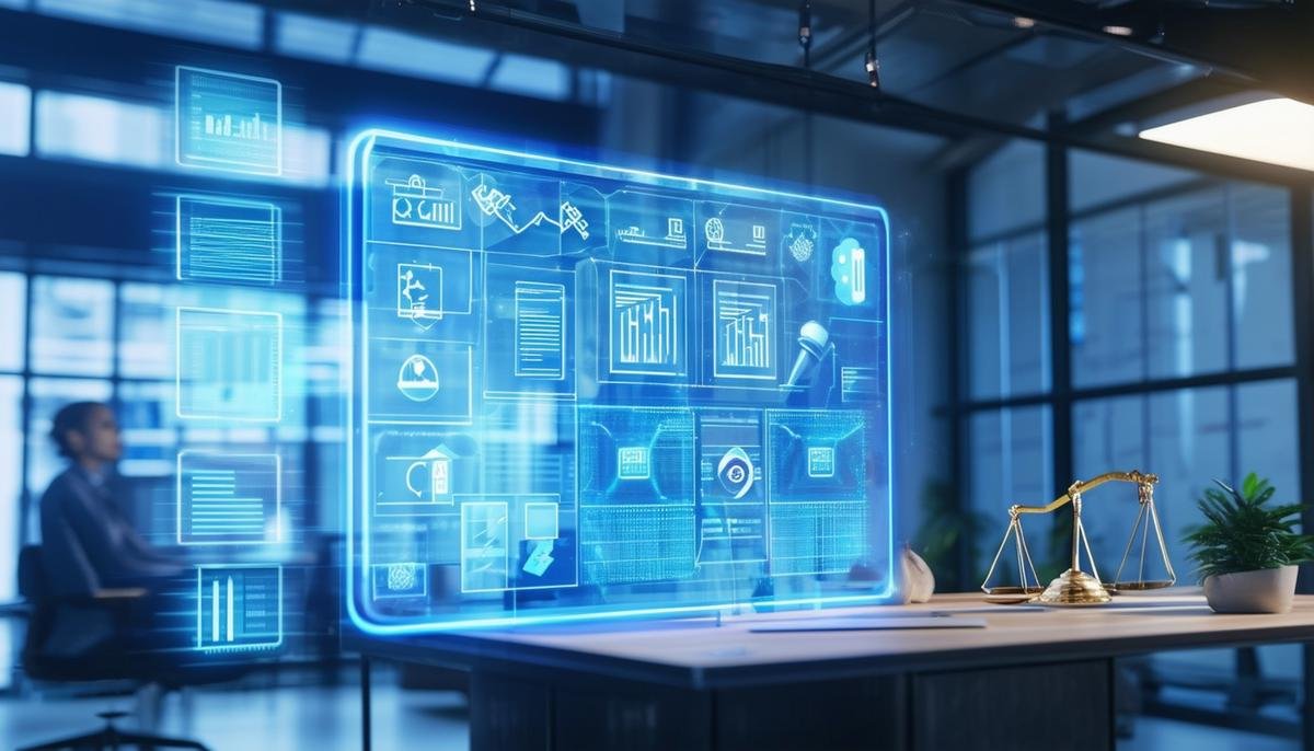 A visual representation of ROSS Intelligence analyzing legal documents with AI