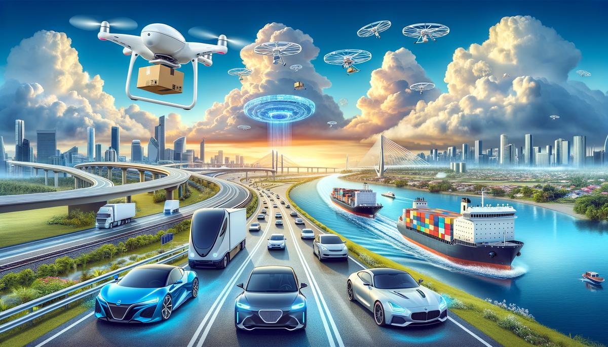 Various transportation vehicles representing the impact AI has had on the industry