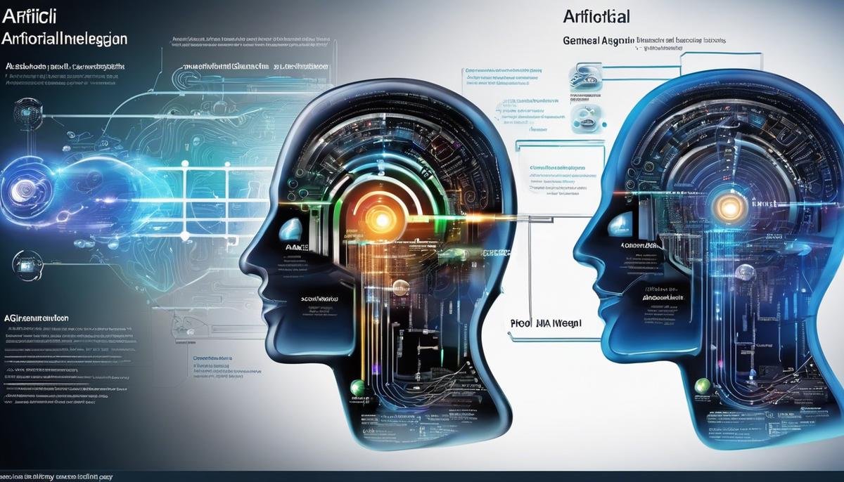 A diagram depicting the distinction between Artificial Narrow Intelligence (ANI) and Artificial General Intelligence (AGI)