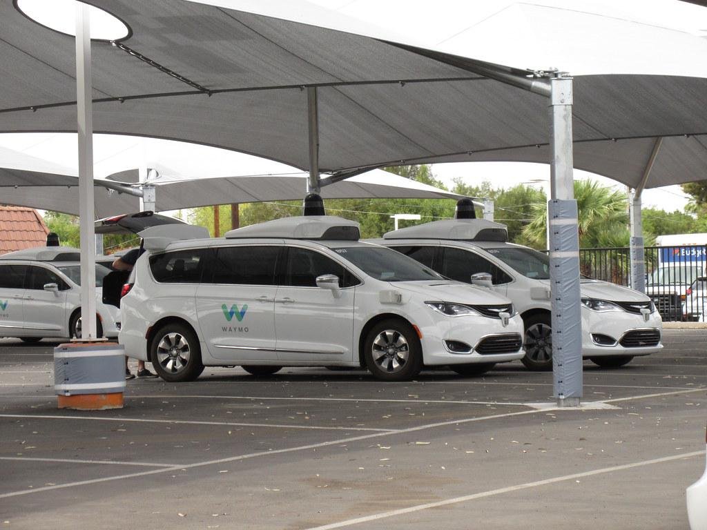 A Waymo self-driving taxi operating in Phoenix, Arizona